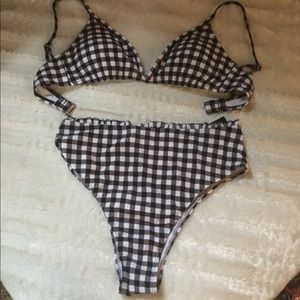 Black and white gingham bikini bottom